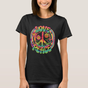 Groovy Hippie Kärlek Fred Blommor Smileys Regn T Shirt