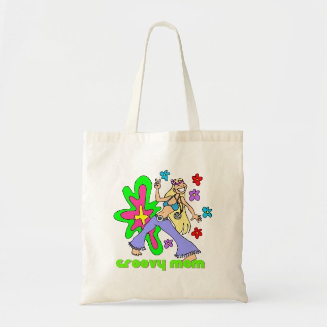 Groovy Hippie Mamma Psychedelic-blommor Tygkasse (Framsidan)
