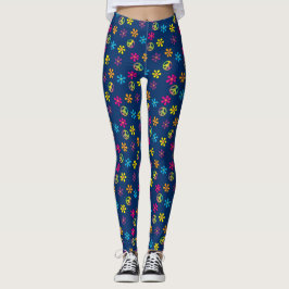 Groovy Hippie Peace and Flower Shower Leggings