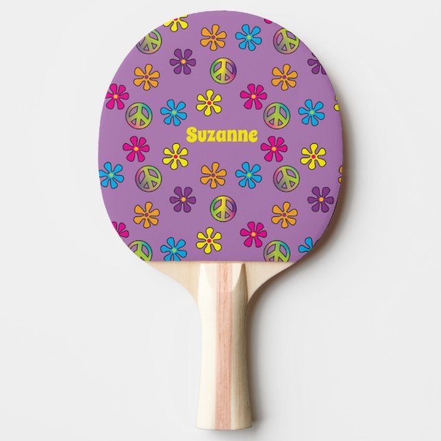 Groovy Hippie Peace and Flower Shower Pingisracket (Framsidan)