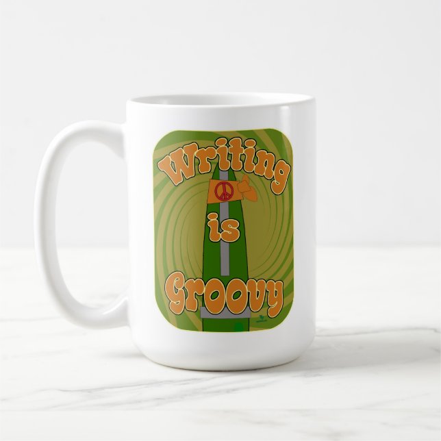 Groovy Hippie-penna Rolig Författarstil Kaffemugg (Vänster)