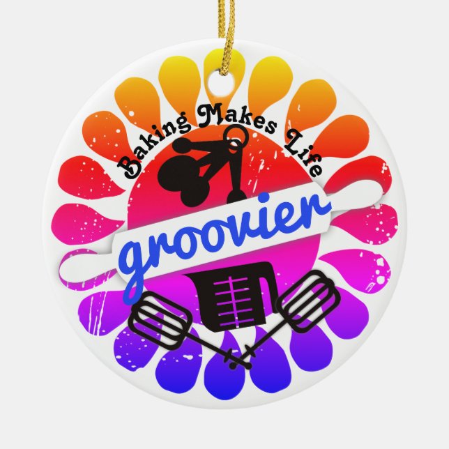 Groovy hippie rainbow bakar julprydnad julgransprydnad keramik (Framsidan)