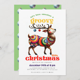 Groovy Hippie Reindeer Disco Funny jul Party Inbjudningar