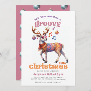 Groovy Hippie Reindeer Funny Disco jul Party Inbjudningar