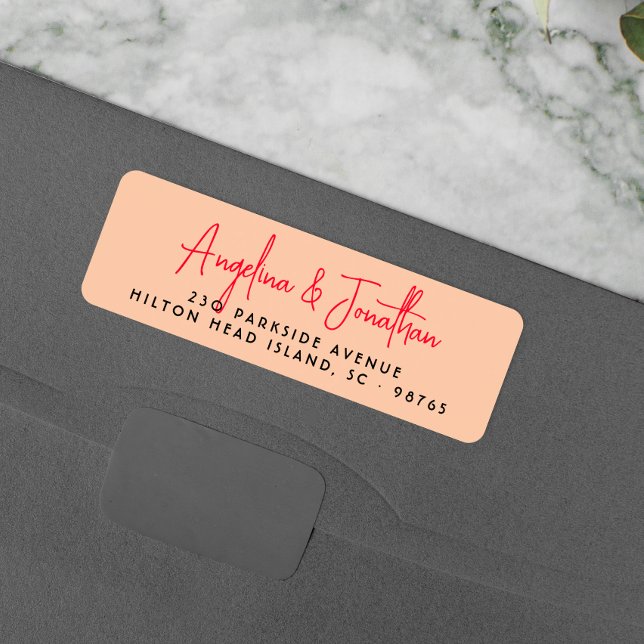 Groovy Hippie Retro Calligraphy Returadress Etikett (Return Address Label Mock-up)