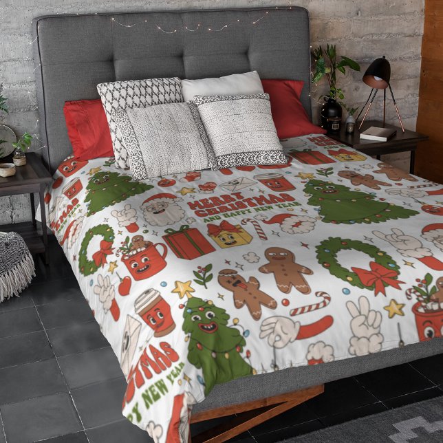 Groovy Hippie Retro God jul Santa Funny Fleecefilt (Skapare uppladdad)