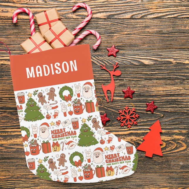 Groovy Hippie Retro God jul Santa Funny Liten Julstrumpa (Skapare uppladdad)