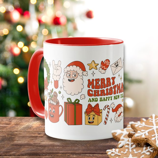 Groovy Hippie Retro God jul Santa Funny Mugg (Skapare uppladdad)
