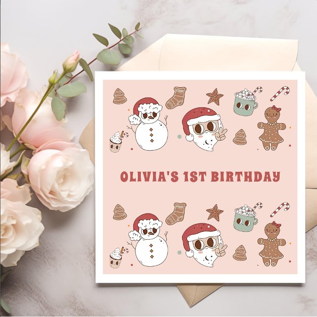 Groovy Hippie Santa Jul Birthday Pappersservett (Skapare uppladdad)