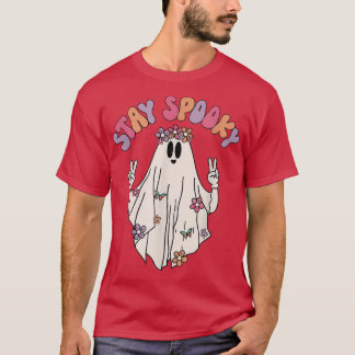 Groovy Hippie Stanna vid Spooky Vibes Retro Blommi T Shirt