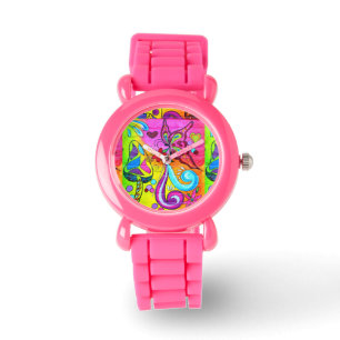 Groovy hippie stil rosa watch armbandsur