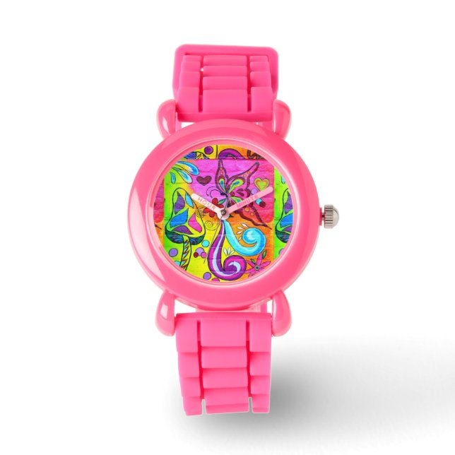 Groovy hippie stil rosa watch armbandsur (Framsida)