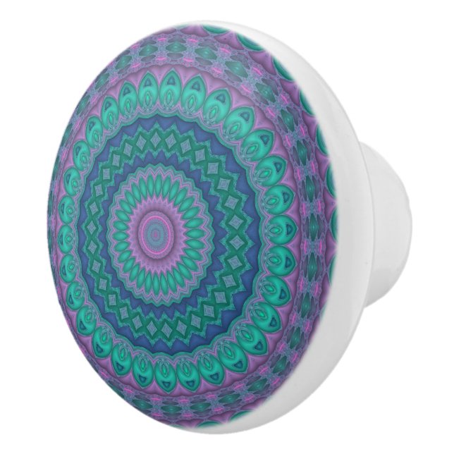Groovy Hippie Trippy Colorful Jewel Tone Mandala Knopp (Höger)