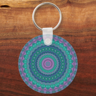 Groovy Hippie Trippy Färgrik Juvelton Mandala Nyckelring