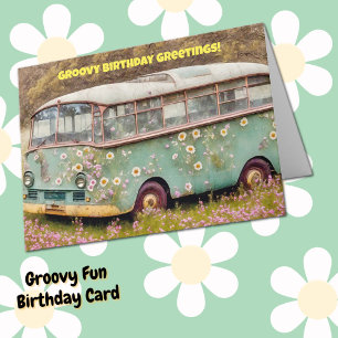 Groovy Hippie Van Buss Roligt Birthday Card Kort
