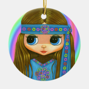 Groovy Hippiechick i den gulliga Julgransprydnad Keramik