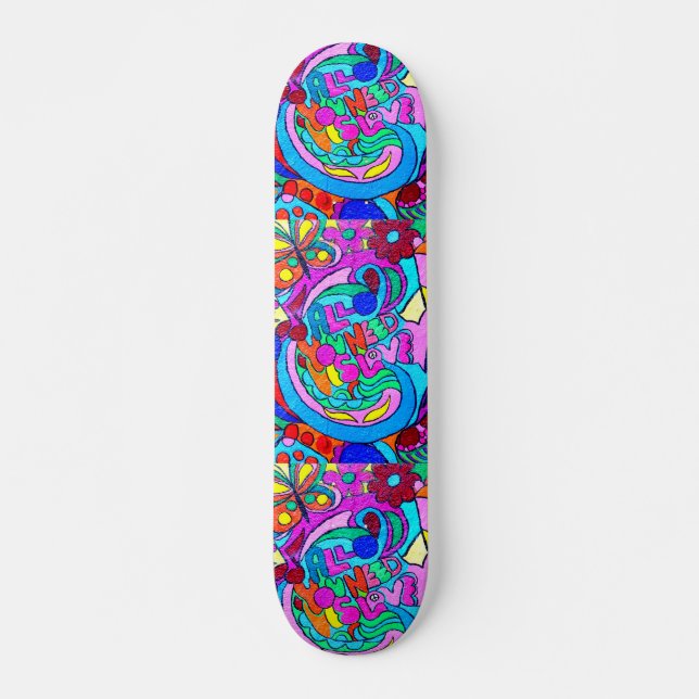 groovy hippiekärlekskateboard skateboard bräda 19,5 cm (Framsida)