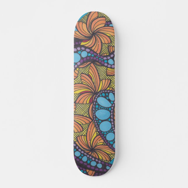 Groovy, hippy, boho stil, färgstark mini skateboard bräda 18,5 cm (Framsida)