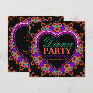 Groovy Hippy Kärlek Bohemian Dinner Party Inbjudningar