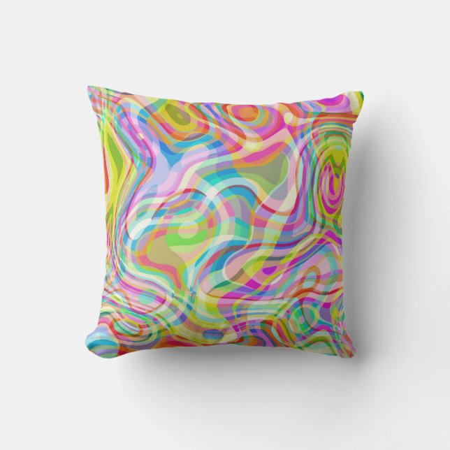Groovy Hippy Retro Rainbow Yta Mönster  Kudde (Framsida)
