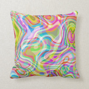 Groovy Hippy Retro Rainbow Yta Mönster Kudde