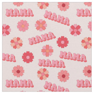 Groovy Hippy Rosa Text Ord & Flowers Tyg