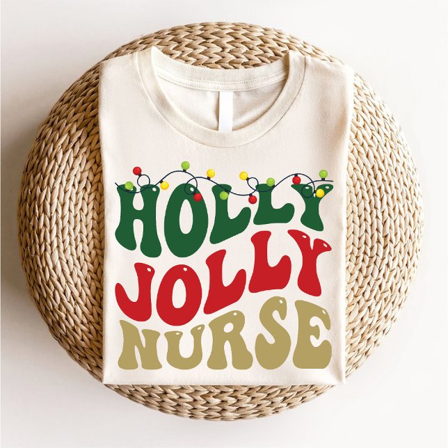Groovy Holly Jolly Nurse jul Party White T Shirt (Groovy Holly Jolly Nurse Christmas Party White T-Shirt)
