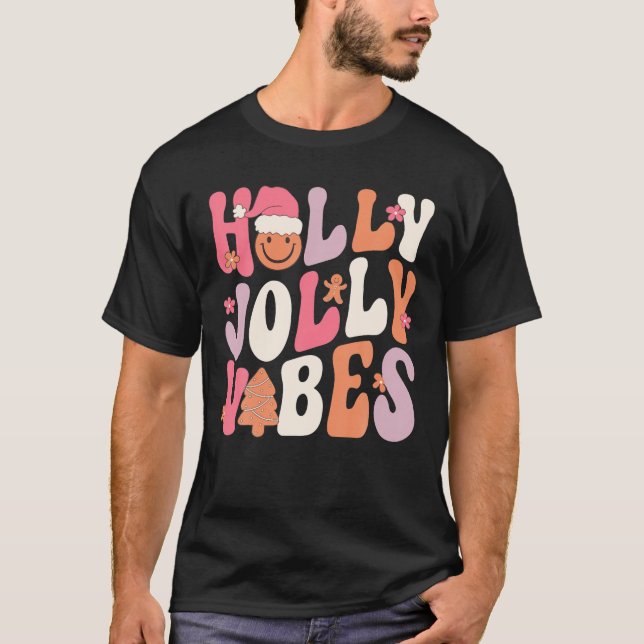 Groovy Holly Julafton Jolly Vibes juldräkt T Shirt (Framsida)