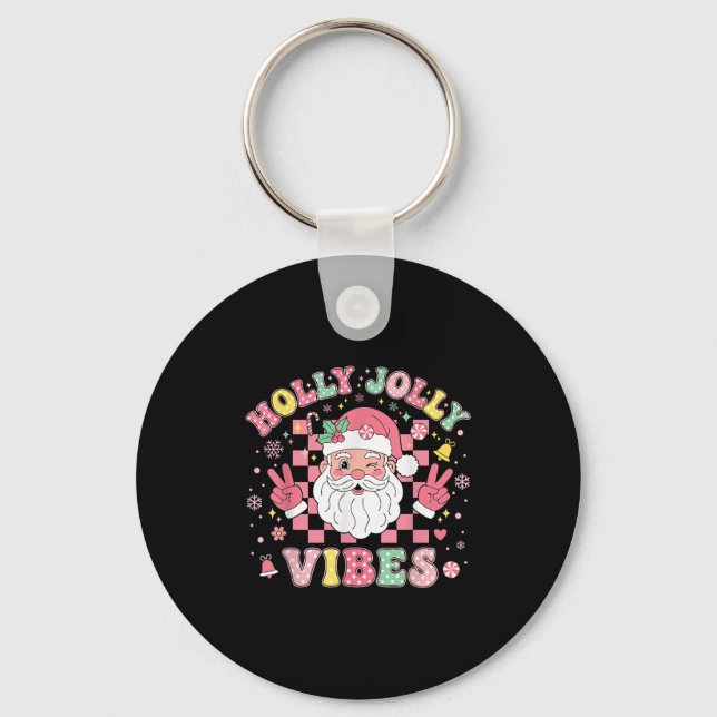Groovy Holly Julafton Jolly Vibes Nk jultomten Nyckelring (Framsida)
