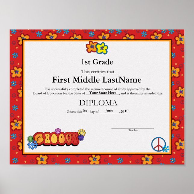 Groovy Homeschooler Diploma Poster (Framsidan)