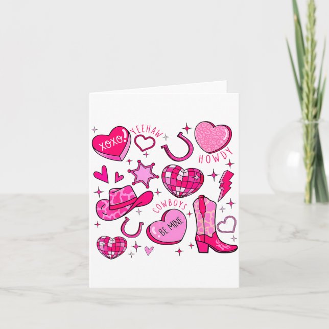 Groovy Howdy Valentine Western Valentines Day Cowb Kort (Framsida)