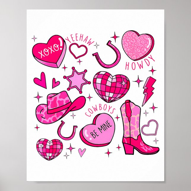 Groovy Howdy Valentine Western Valentines Day Cowb Poster (Framsidan)
