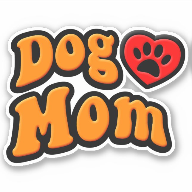 Groovy Hund Mamma Teckning Klistermärken (Framsida)