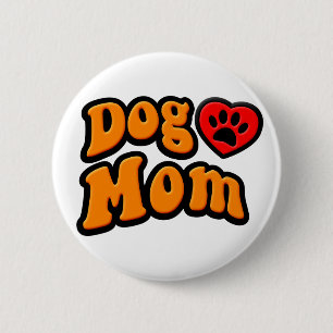 Groovy Hund Mamma Teckning Knapp