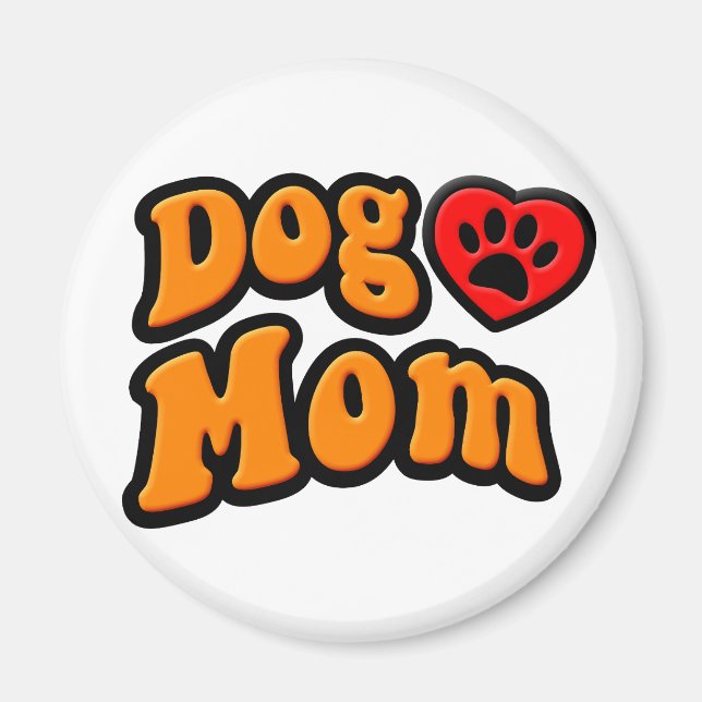 Groovy Hund Mamma Teckning Magnet (Framsidan)