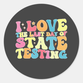 Groovy I Kärlek den sista dagen för statsprovning Runt Klistermärke