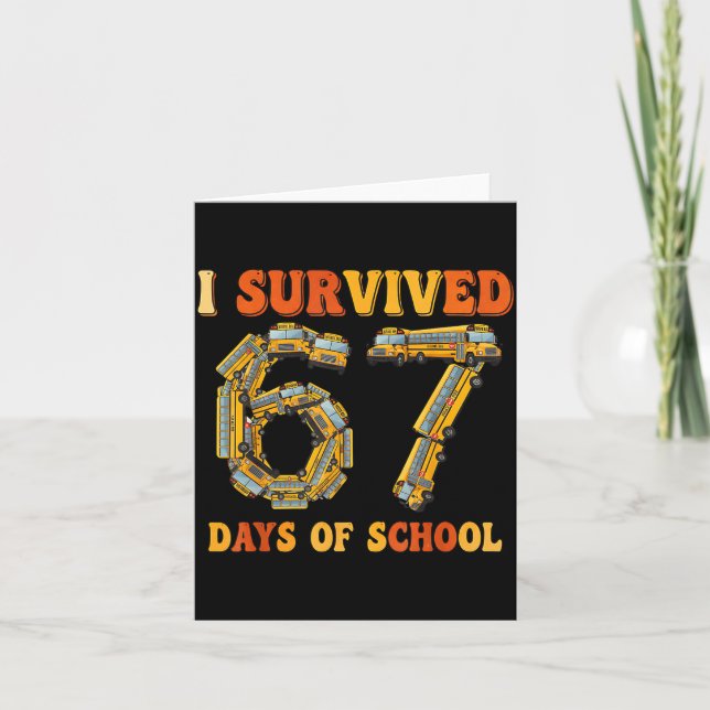 Groovy I Survived 67 Days Of School Funny 67 Meme  Kort (Framsida)