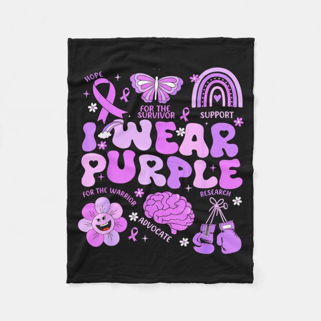 Groovy I Wear Purple Support Epilepsy Awareness Da Fleecefilt (Framsidan)