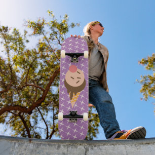 Groovy Ice Cream Mönster Lila Skateboard