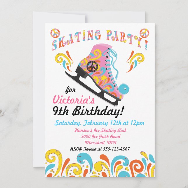 Groovy Ice Skating Party-inbjudningar Inbjudningar (Framsida)