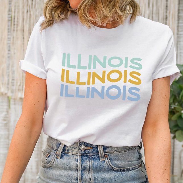 Groovy Illinois Shirt T Shirt (Infuse your style with state pride in our "Groovy Illinois" Shirt featuring wavy text – a cool and u)
