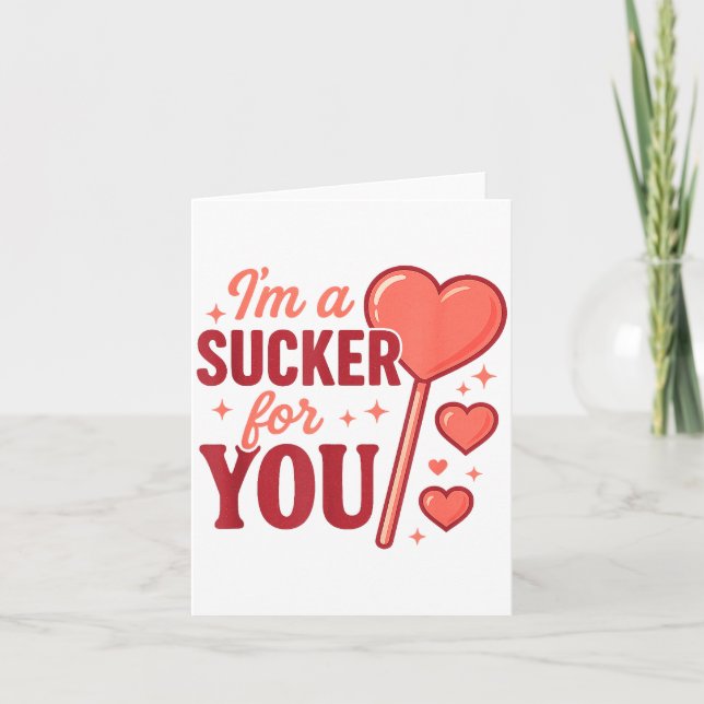 Groovy I'm A Sucker For You Retro Heart Candy Vale Kort (Framsida)