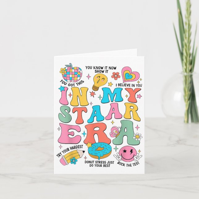 Groovy In My Starr Era Testing Day Teacher Kids Mo Kort (Framsida)