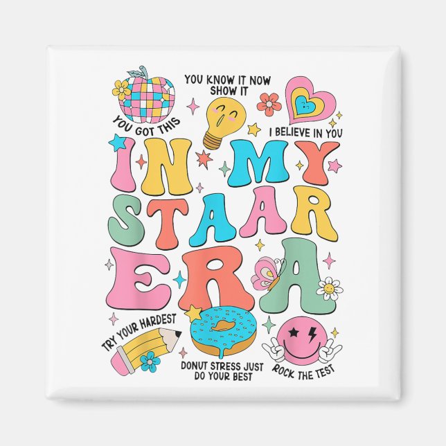 Groovy In My Starr Era Testing Day Teacher Kids Mo Magnet (Framsidan)