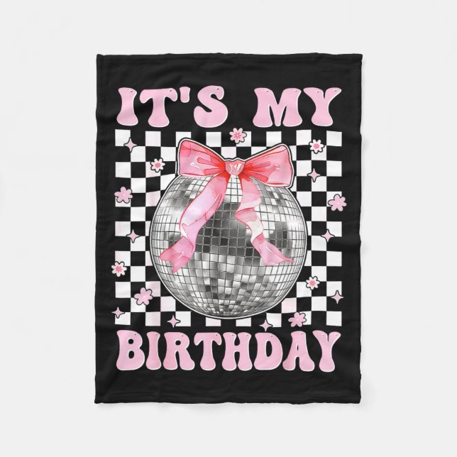 Groovy It's My Birthday Teens Girls Disco Ball Coq Fleecefilt (Framsidan)