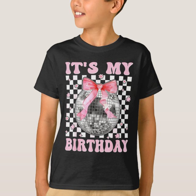 Groovy It's My Birthday Teens Girls Disco Ball Coq T Shirt (Framsida)