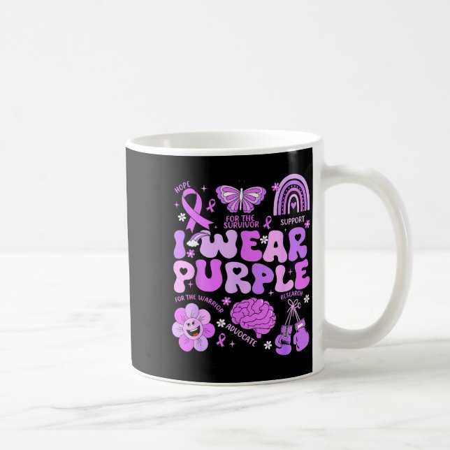 Groovy jag bär lila stödjer Epilepsi Medvetenhet D Kaffemugg (Höger)