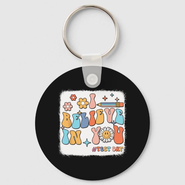 Groovy jag tror på att du testar testdagslärare nyckelring (Framsida)