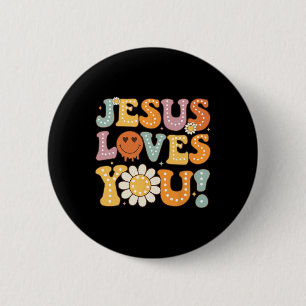 Groovy Jesus Kärlek du Kids Women Religiösa Faith Knapp