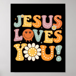 Groovy Jesus Kärlek du Kids Women Religiösa Faith Poster